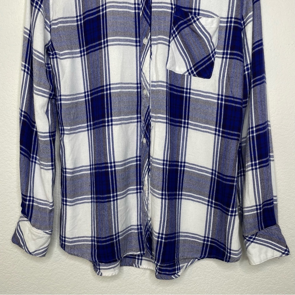 Rails Plaid Cobalt White Button Up Long Sleeve Sh… - image 3